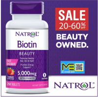 Natrol Biotin Beauty 5,000 mcg, 250 Tablets เนทรอลไบโอติน วิตามินรวมรสสตอเบอรี่ ทานง่าย