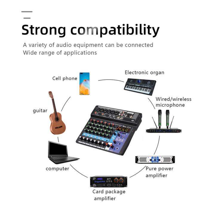 zystar-คอนโซลมิกซ์เสียงเครื่องผสมเสียง8ช่องอีควอไลเซอร์สเตอริโอมินิมืออาชีพสำหรับงานปาร์ตี้เคทีวีคาราโอเกะอินเทอร์เน็ตบนเวทีสตูดิโอดีเจคาราโอเกะบ้าน