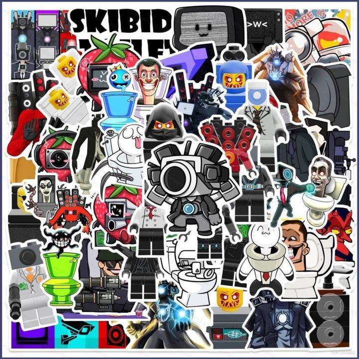 50pcs Random Shiny Stickers - Vinyl Decals In Grayscale For Skateboards, Guitars & More