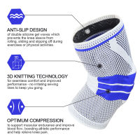 Knee ce Knee Support Compression Sleeve with Side Stabilizers &amp; Silicone Pala Gel Pad for Meniscus Tear Arthritis Jogging