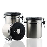 Coffee Container with co2 Valve Premium Stainless Steel Storage Canister For Coffee Beans Airtight Lid Preserves Freshness