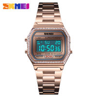 SKMEI Vintage Women Digital Watch Luxury Crystal Stainless Steel Ladies Wristwatches Relogio Feminino Reloj Mujer 1474 Clock