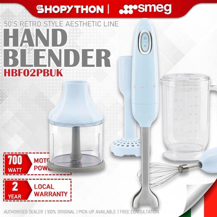 SMEG Hand Blender with Accessories HBF02PBUK Pastel Blue (1.4L/700w
