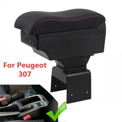 กล่องที่เท้าแขนในรถสำหรับ Peugeot 307ที่พักแขนมือจับคอนโซลกลาง USB เก็บของอุปกรณ์เสริมส่วนการดัด