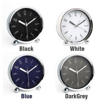 （HOT NEW）นาฬิกาปลุกตั้งโต๊ะ BedsideClock RoundMetalSilent Clocking Sweep Second Simple Design