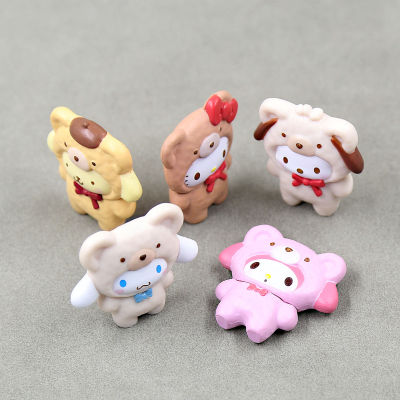5pcs Sanrio Action Figure DIY Decorations Gift For Girls Kitty Melody Purin Pochacco Cinnamoroll Toys For Kids