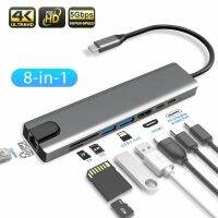 [LUNA electronic accessories] 8 In 1 Typt-C USB Type C ไปยัง HDMI RJ45ฮับ3.0อะแดปเตอร์อีเทอร์เน็ต Gigabit พร้อมที่ชาร์จเครื่องอ่านการ์ด PD 87W 4K Multi