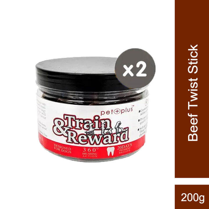 Pet Plus Train and Reward Twist Stick Beef Flavor Dog Trearts SET of 2