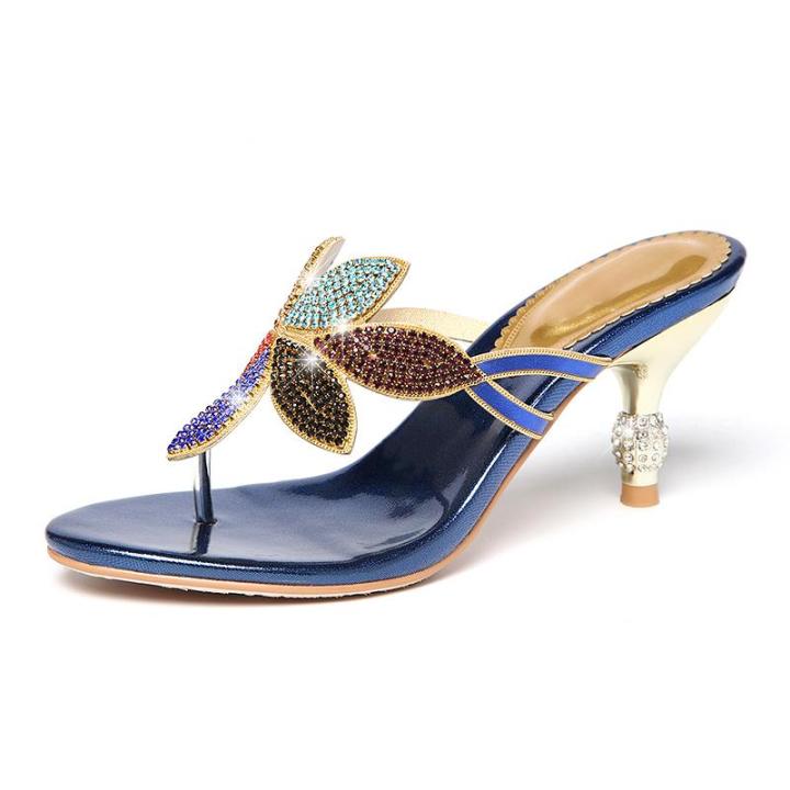 อินเทรนด์-2019-รองเท้าแตะ-rhinestone-ใหม่รองเท้าแตะผู้หญิงฤดูร้อนโบฮีเมียกลางส้นเข็มรองเท้าแตะแฟชั่นรองเท้าแตะผู้หญิง
