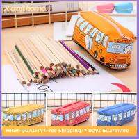 X งานฝีมือผ้าใบในบ้านกระเป๋าดินสอรถบัสบรรจุขนาดใหญ่มีซิปเคสดินสอสร้างสรรค์รถกล่องใส่ปากกาของขวัญนักเรียน