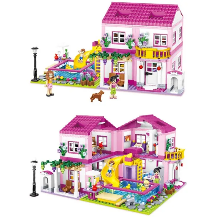 (Sẵn Hàng 1018+ pcs) Đồ chơi xếp hình lắp ráp kiểu lego friends biệt thự SUMMER VILLA 3 kiểu lắp Chaobao model 7348