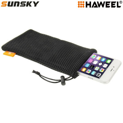 HAWEELถุงผ้าสำหรับสมาร์ทโฟนและอุปกรณ์อื่นๆขนาดเดียวกัน 5.5 นิ้วโทรศัพท์ (สีดำ)