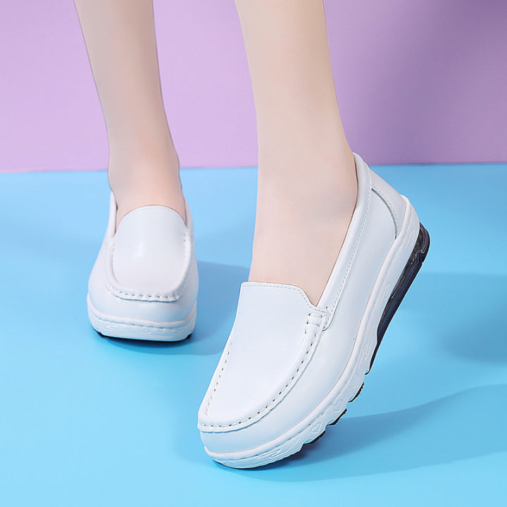 wcan-รองเท้ารองเท้าหนังแท้ผู้หญิง-รองเท้าผ้าใบพื้นนุ่มสีขาวรองเท้าพยาบาลรองเท้าลำลองรองเท้าผู้หญิงรองเท้าดูแล