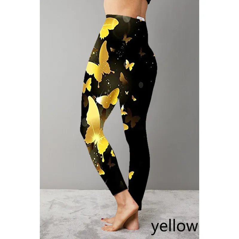 Women Autumn Fashion Butterfly Print Leggings High Elastic Gym Fashion  Fitness Leggings Sports Yoga Pants Plus Size XS-8XL