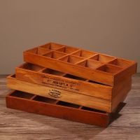 Vintage Wooden Desk Top Storage Box Multifunctional Sundries Partition Wooden Box Household Jewelry Finishing Box Organizer