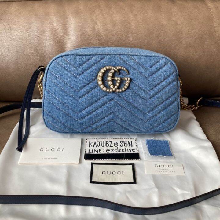 Gucci Marmont Camera Bag Denim 24cm. Lazada.co.th