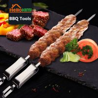 10PCS Big Size Stainless Steel Barbeque Skewers 35cm 45cm Flat BBQ Needle Stick Outdoor Camping Picnic Tools Kitchen Utensils