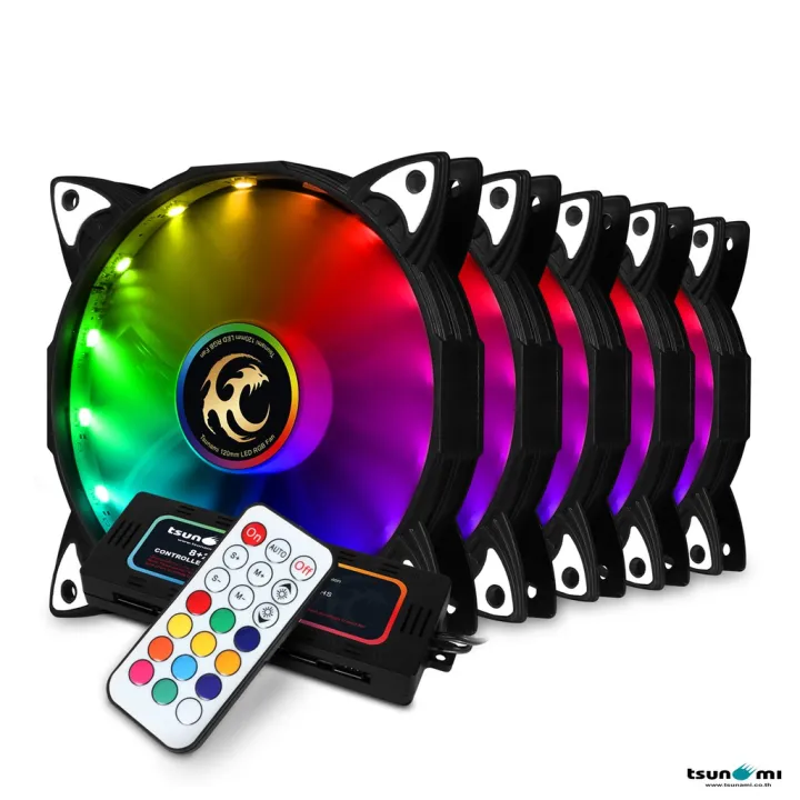 Tsunami Rainbow Series RGB Cooling Fan X 5 120mm with Remote Control