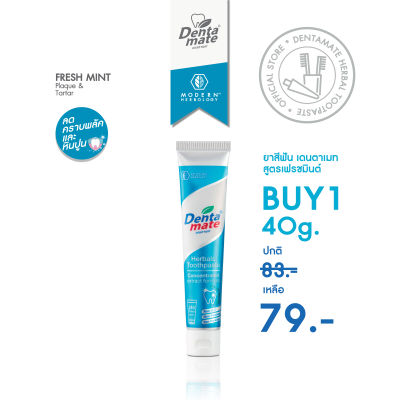 [Official Store] DENTAMATE FRESH MINT เดนตาเมท ยาสีฟันสมุนไพรสกัดเฟรชมินต์ 40 กรัม 1 หลอด