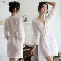 แฟนสาว ชุดนอน เสื้อคลุมอาบน้ำผ้าไหมน้ำแข็งชุดนอน Nightdress Sweat Steaming Clothes XL Beauty 19158