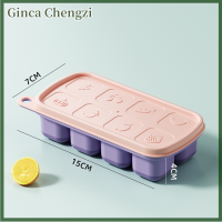 Ginca แม่พิมพ์ซิลิโคนเกรดอาหาร8เซลล์1ชิ้นถาดน้ำแข็งพร้อมฝาปิดถาดทำน้ำแข็งกล่องเก็บน้ำแข็งแบบใช้ซ้ำได้อุปกรณ์ในครัว DIY