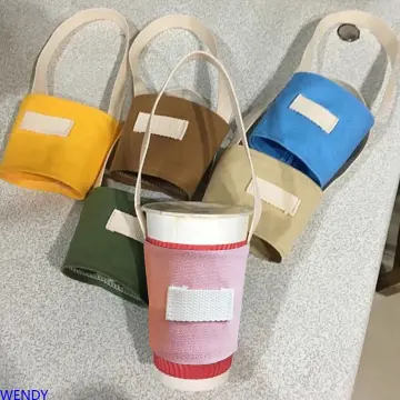 Canvas Reusable Bubble Boba Milk Tea Coffee Drinks Cup Bag Holder Portable