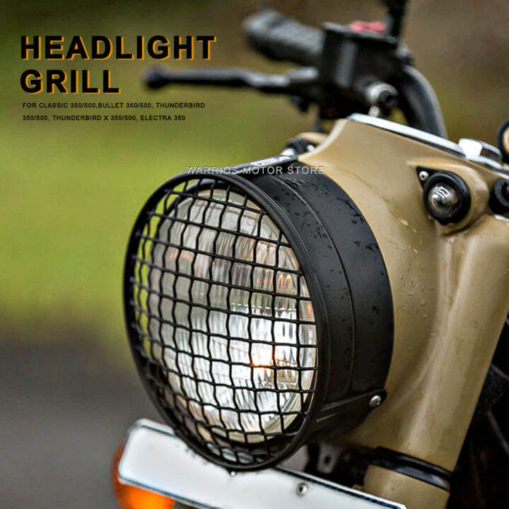 Motorcycle LED Headlight Grill Cover Black ABS FOR Classic 350 500