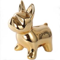 《Huahua grocery》ยุโรปเซรามิคหัตถกรรมกระจก Bulldog การ์ตูนลูกสุนัข Piggy Bank Access Home Decor สำหรับเดสก์ท็อปตกแต่งกล่องเงิน Fashionเงินและธนาคาร