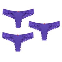 Annebra **ยกแพ็ค ถูกกว่า** แพ็ค 3 ตัว กางเกงใน ทรงบิกีนี่ ผ้าลูกไม้ Bikini Panty รุ่น AU3-756 สีม่วง