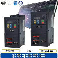 ตัวแปลงตัวแปรความถี่ VFD พลังงานแสงอาทิตย์ DC400V -600โวลต์1ph อินพุต0.75KW 5.5KW 220โวลต์สามเฟส220โวลต์380โวลต์สำหรับมอเตอร์ตัวควบคุมความเร็วอินเวอร์เตอร์