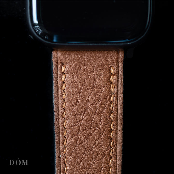 สายนาฬิกา-apple-watch-dom-type-02-saddle-tan-สายนาฬิกาหนังแท้-german-deep-grain-สายแอปเปิ้ลวอชหนังแท้