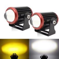 1 ชุดรถจักรยานยนต์ LED ไฟหน้าโปรเจคเตอร์ Fisheye Universal Bicolor สีขาวสีเหลือง LED รถจักรยานยนต์สปอตไลท์ไฟตัดหมอก