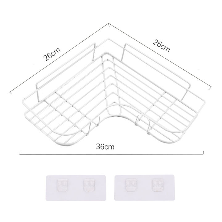 ชั้นวางของในห้องน้ำ-สแตนเลส-ชั้นวางของติดผนัง-ชั้นวางของในห้องครัว-ไม่ต้องเจาะผนัง-ที่วางของเข้ามุมสามเเหลียม-ชั้นวางของในห้องน้ำชั้นวางของติดผนังเข้ามุม-มี-2-เทปแถมให้