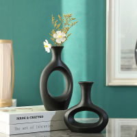 Nordic Ceramic Vase Decoration Home Interior Modern Black Vase High Floor Vintage Vasos Decorativos Livingroom Decoration