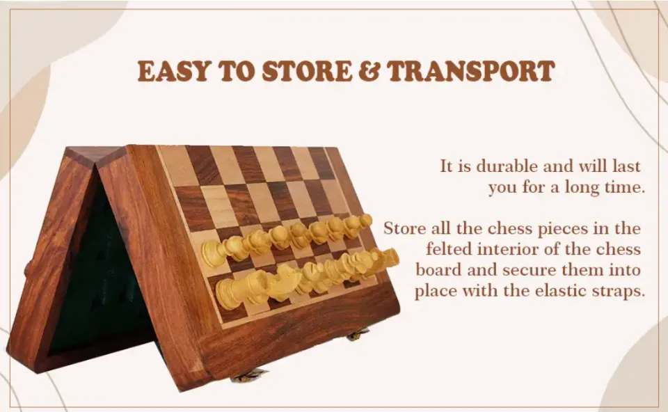 BCBESTCHESS Set, Premium Quality, Handcrafted Rosewood Unique Chess Board  Set, Foldable Secure Storage for Magnetic Pieces with Extra Queens, Chess