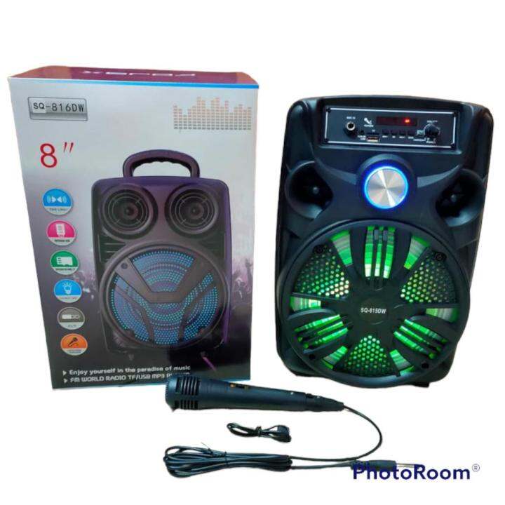 Speaker Bluethooth SQ816 + Bonus Mic Karaoke, Ukuran Speaker 8inch