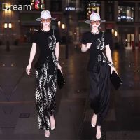 Hot suit womens temperament fashion sweet fashion contrast color pleated waist top long straight wide leg pants V729