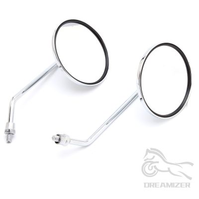 “：{}” Universal 10Mm Motorcycle Rearview Mirrors Scooter Chrome Round Side Mirror  Round Accessories Thread For Honda