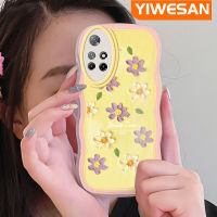 เคส Dienya สำหรับ Xiaomi MI POCO M4 Pro 5G Redmi Note 11 5G Note 11S Note 11T 10T 5G เคสสีม่วงขอบสีดอกไม้สีเหลืองเคสมือถือกันกระแทกแบบใสนิ่มทนทานต่อรอยขีดข่วนเคสฝาครอบป้องกัน