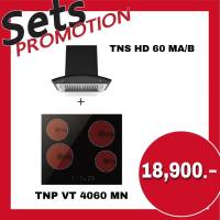 TECNOPLUS Set ชุดเครื่องเครื่อง เครื่องดูดควัน TNS HD 60 MA / B - เตาเซรามิคไฟฟ้า TNP VT 4060 MN