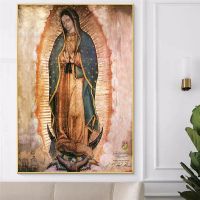 Religious Posters Guadalupe Catholic Virgin Oil Painting and Canvas Print Modern Living Room Bedroom Home Decoration (Unframed)