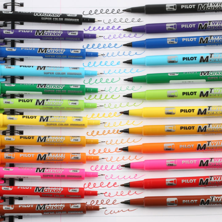 japan-pilot-twin-point-marker-pen-mark-pens-12-colors-set-double-head-writing-drawing-painting-no-xylene-office-sca-tm-s12