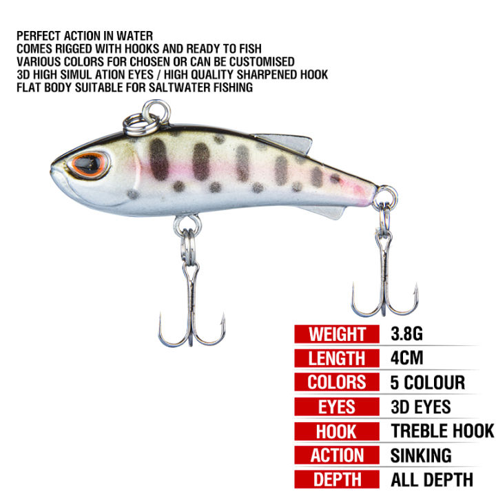 1pcsเหยื่อตกปลา3-8g-4cmเหยื่อล่อปลาประดิษฐ์เหยื่อแข็งvib-wobbler