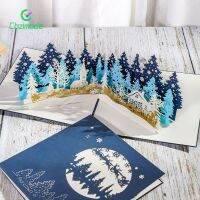 Creative Christmas Forest Greeting Card 3D Handmade Cards for Xmas New Year Birthday Party Decoration Festival Gifts Postcard Greeting Cards