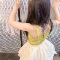 Summer new childrens clothing fashion girls camisole top plus mesh skirt two-piece set