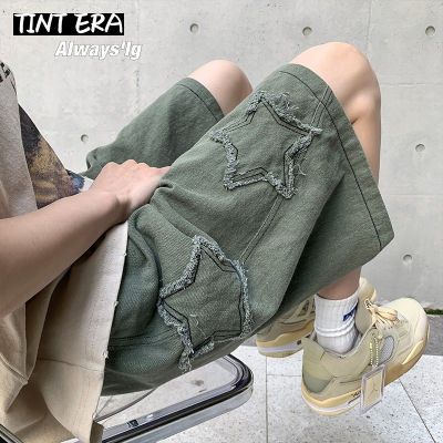 TINT ERA Y2K Mens Streetwear Breeches Star เกาหลี Harajuku Pocket Denim Hip Hop Cargo สั้นกางเกง Grunge Bermudas กางเกงยีนส์กางเกงขาสั้น...