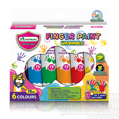 สี Master Art Finger Paint สีเพ้นท์ ทามือ ล้างออกได้ ปลอดสารพิษ บรรจุ 6สี/กล่อง จำนวน 1กล่อง พร้อมส่ง