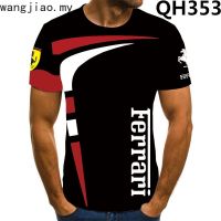 2023 Customized Fashion *BEST SELLER* ✴Summer New Ferrari T-shirt Mens 3D t-shirt Car Logo Print Short Sleeve  Large，Contact the seller for personalized customization