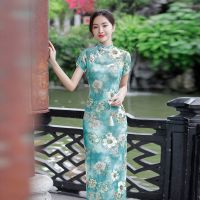 Plus ขนาดผู้หญิงฤดูร้อนยาว Cheongsam เรียงราย Vintage ชุดราตรี Slim Elegant งานแต่งงานเครื่องแต่งกาย Qipao M To 5XL