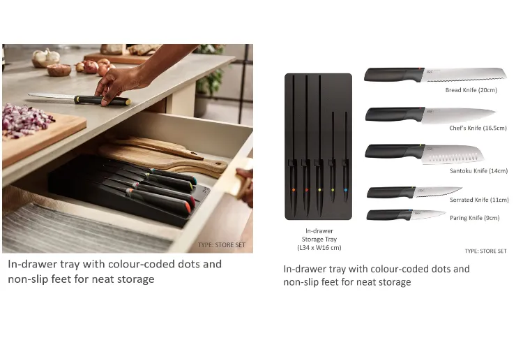 Joseph Joseph Elevate Knives Store 5-piece Knife Set with In-drawer Storage  Tray